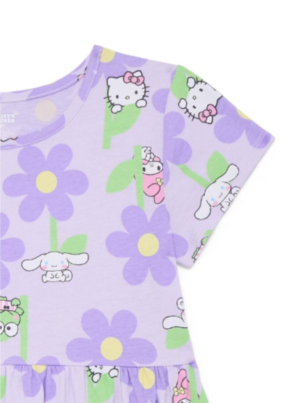 Hello Kitty Girls' Allover Print Dress with Short Sleeves, Sizes 4-12 - Picture 2 of 2